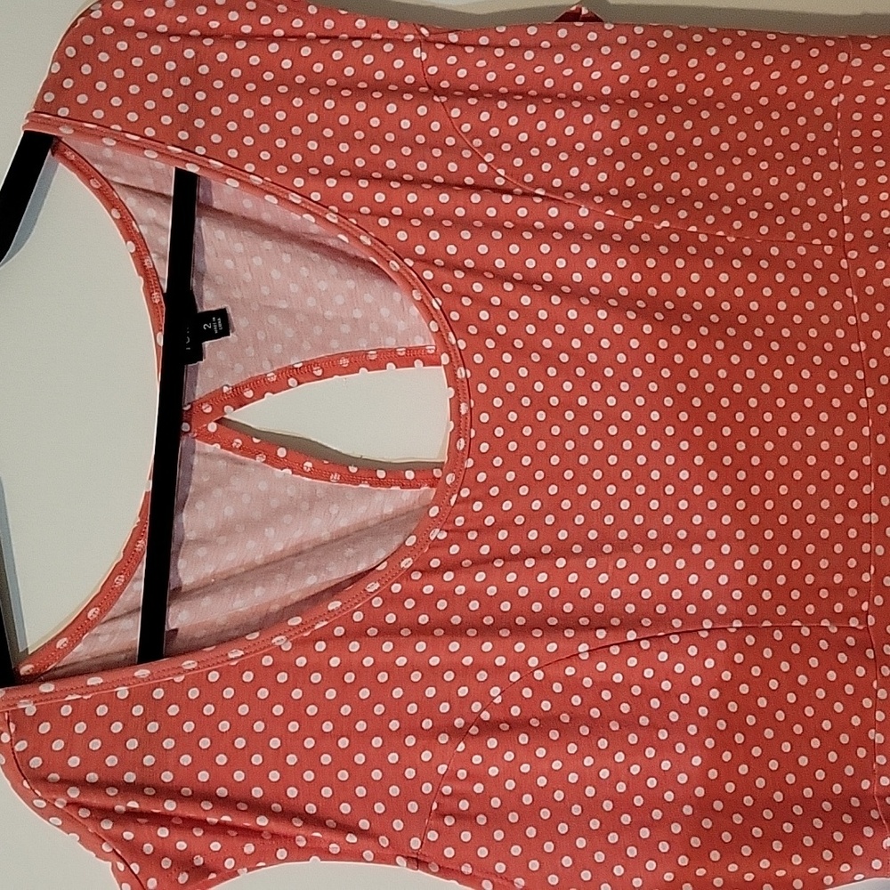Torrid Pink Cap Sleeve White Polka Dot Dress - Picture 3 of 9